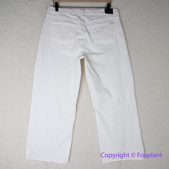 New! Jen 7 by 7 for All Mankind ivory white cropped wide leg jeans, size 12 - Picture 7 of 13